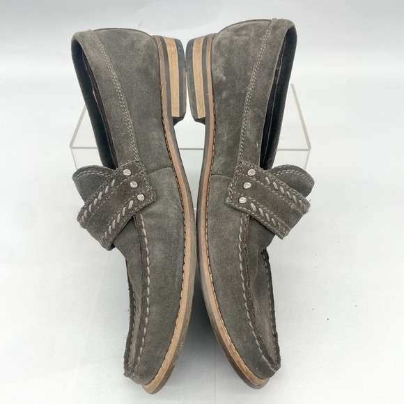 john Varvatos Star USA Mens 8M Loafer Shoes Gray Suede Slip On‎ Casual Studded